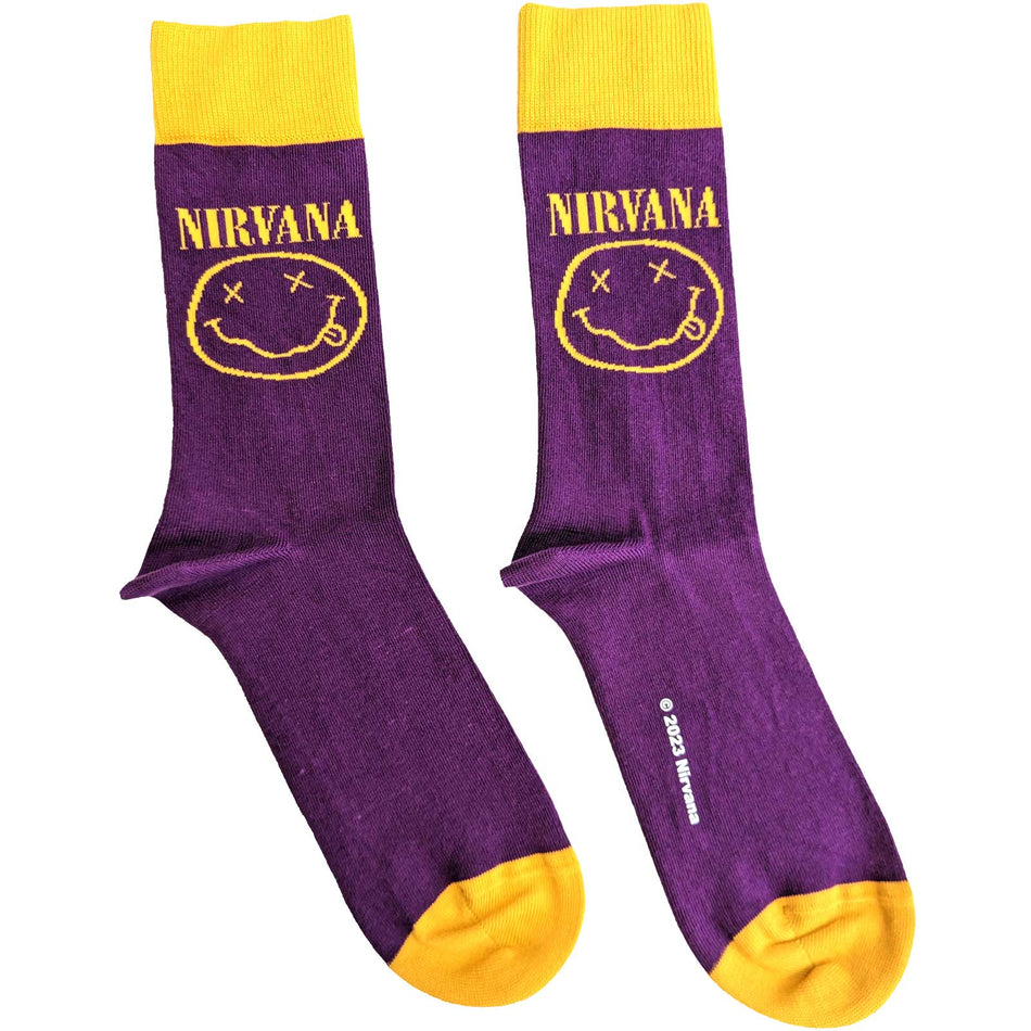 Nirvana: Outline Happy Faces Socks - Save Our Souls Records