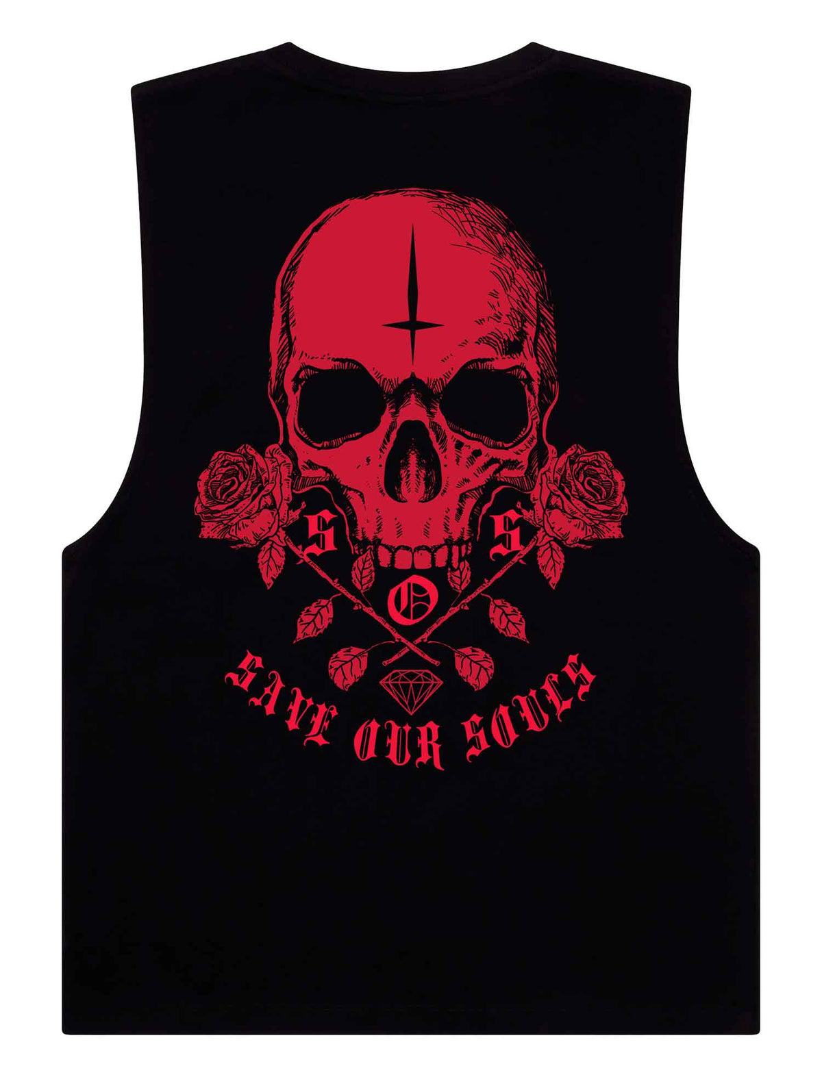 Red Skull Sleeveless T-Shirt - Save Our Souls Clothing