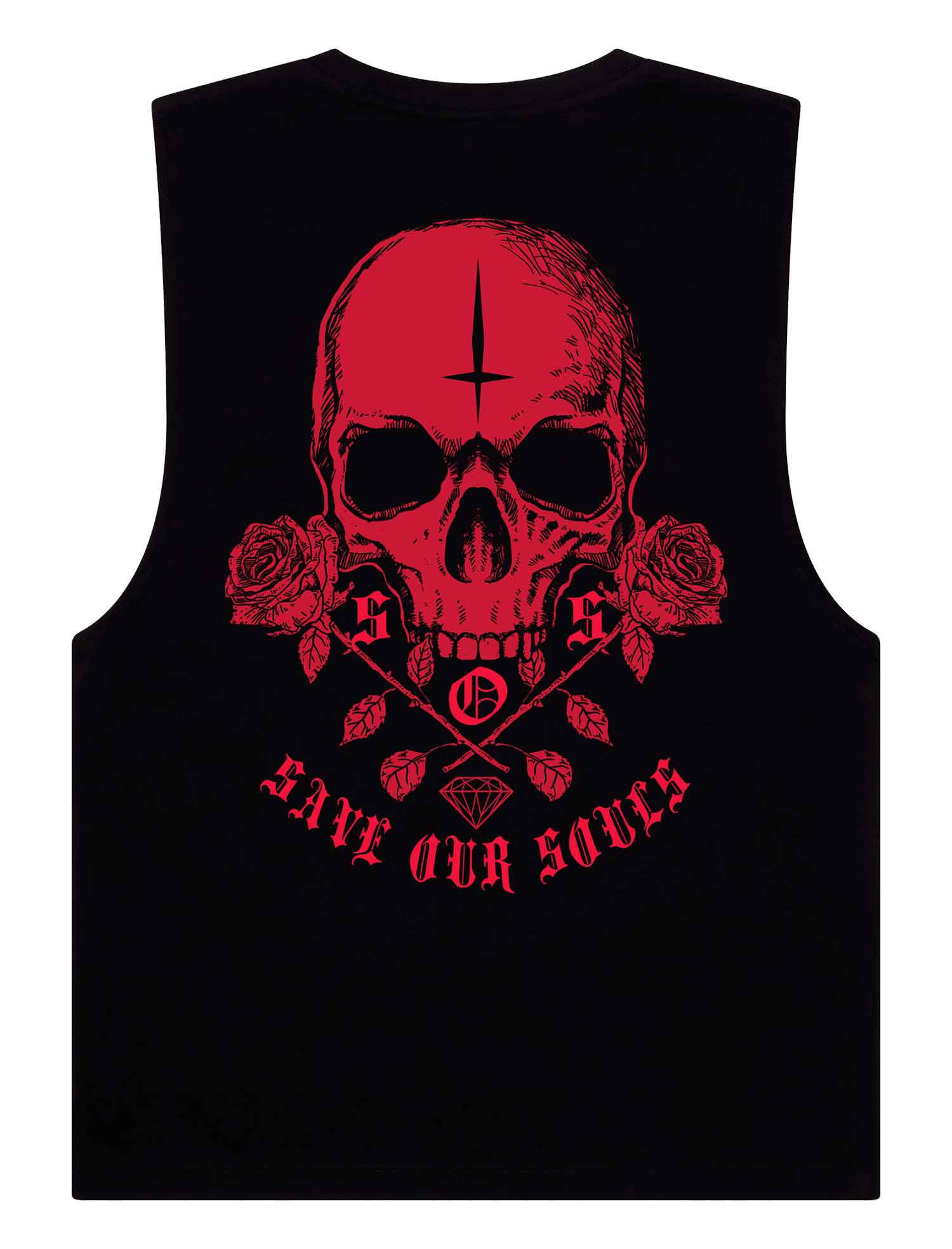 Red Skull Sleeveless T-Shirt - Save Our Souls Clothing